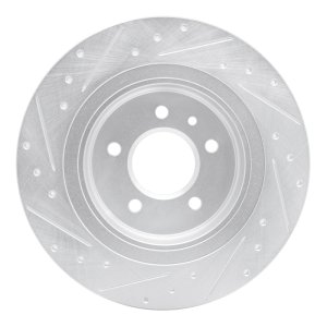 Buick Envision Brake Rotor (1) - Rear Right - R1 Concepts - Drilled & Slotted - Silver - `16-`18